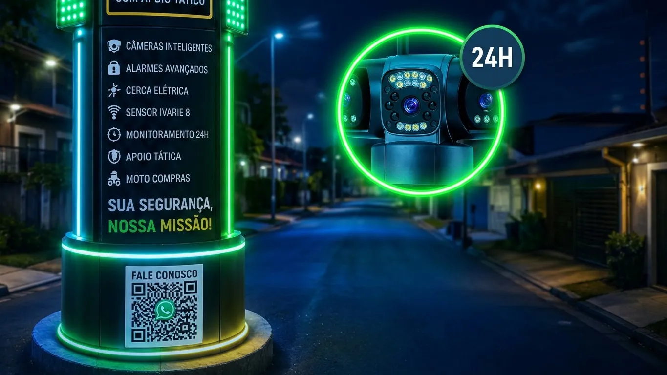 Totem com câmeras e monitoramento noturno 24 horas